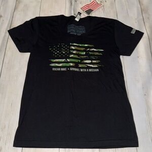 Oscar Mike Camouflage American Flag Shirt